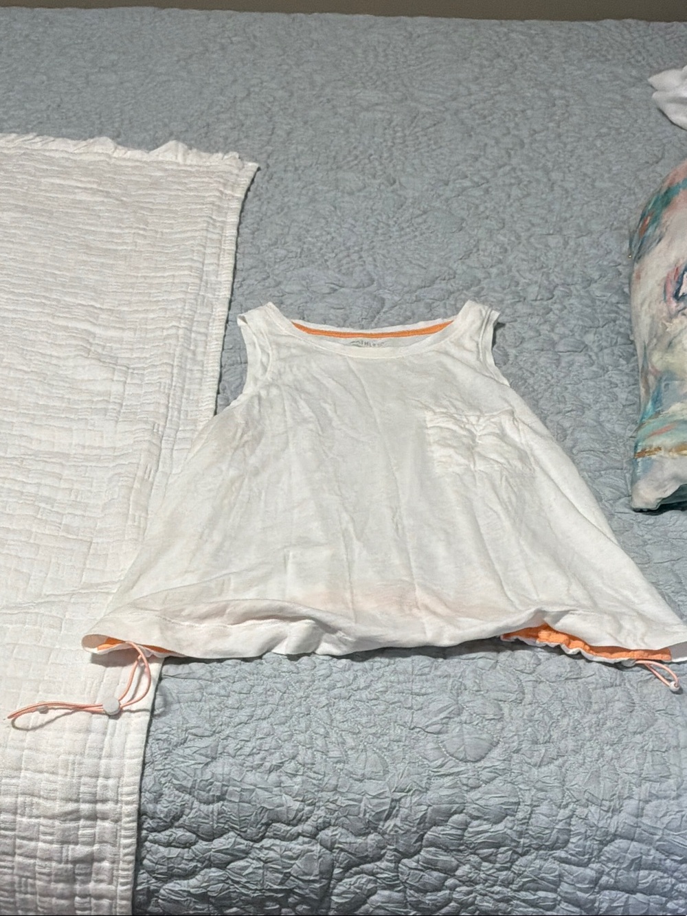 Athleta White Tank Top with Orange Trim